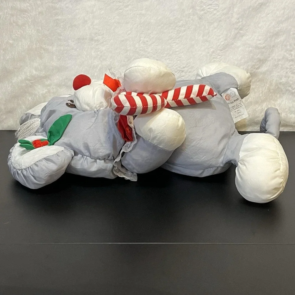 Fisher Price Puffalumps Plush Christmas Santa Mouse Candy Cane Vintage 1987